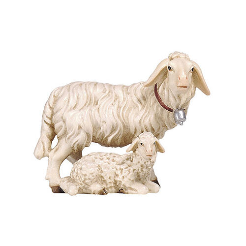 Couple moutons 9,5 cm crèche Heimatland bois peint main Val Gardena 1