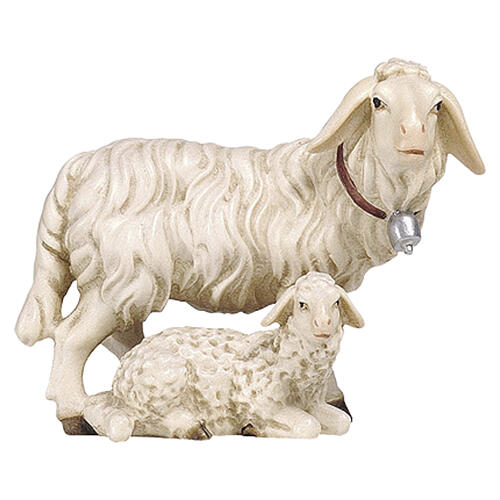 Pair of sheep 9.5 cm Heimatland nativity scene painted wood Val Gardena 1
