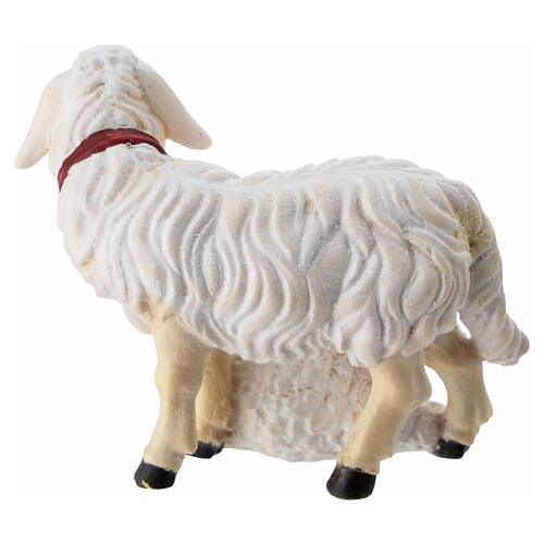 Pair of white sheep 12 cm painted wooden nativity scene Heimatland Val Gardena 4