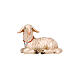 Agnello sdraiato testa a sinistra 9,5 cm presepe Heimatland legno dipinto Val Gardena s1