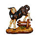 Black lamb with hedge, Val Gardena Heimatland Nativity Scene of 9.5 cm of painted wood s1