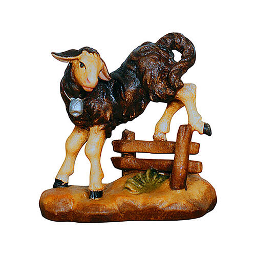 Agnello nero con siepe 9,5 cm legno dipinto presepe Heimatland Val Gardena 1