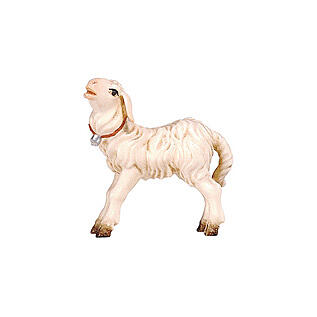 Lamb with bell for 12 cm Val Gardena Heimatland Nativity Scene, coloured wood 2