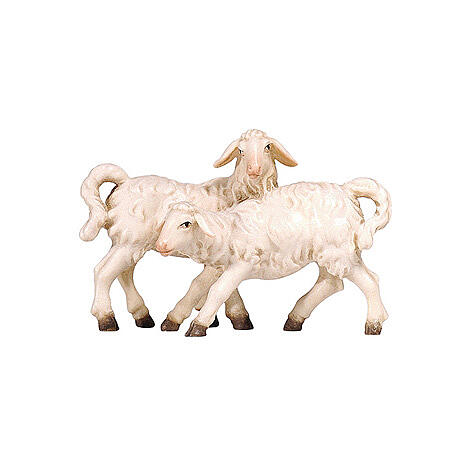 Gruppo agnelli bianchi presepe Heimatland legno dipinto 9,5 cm Val Gardena 2