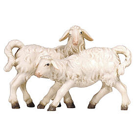 Agneaux blancs 12 cm crèche bois peint maint Heimatland Val Gardena