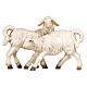 Pair of white lambs painted wood Heimatland nativity scene 12 cm Val Gardena s1