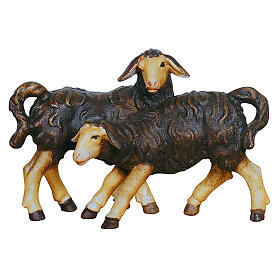 Couple agneaux noirs 12 cm crèche bois peint maint Heimatland Val Gardena