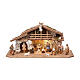 Illuminated Alpine hut with 17 painted wood characters for 9.5 cm Heimatland Nativity Scene, Val Gardena s10