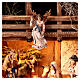 Illuminated Alpine hut with 17 painted wood characters for 9.5 cm Heimatland Nativity Scene, Val Gardena s7