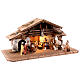 Alpine stable with lights and 17 painted wood characters for 12 cm Heimatland Nativity Scene, Val Gardena s5