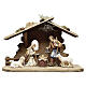 Capanna con Natività 12 cm legno Heimatland stile nordico presepe Val Gardena s1