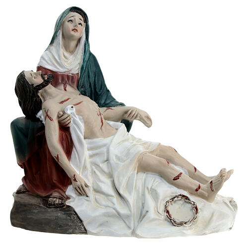 SET 4 PZ STATUE IN RESINA MORTE DI GESU' 13 CM PRESEPE PASQUALE