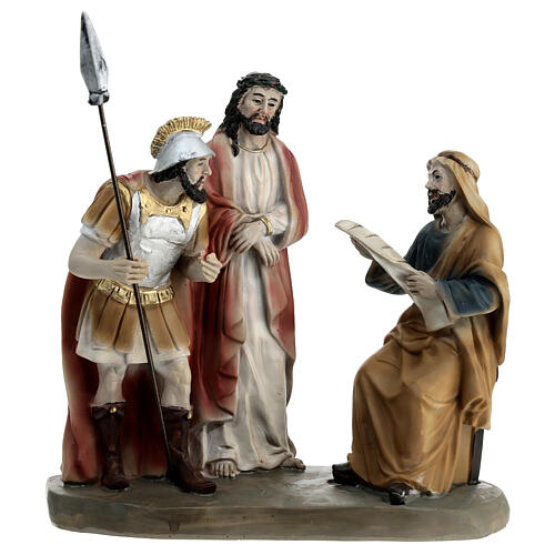 Processo a Gesù presepe pasquale 15 cm resina 15x15x10 1