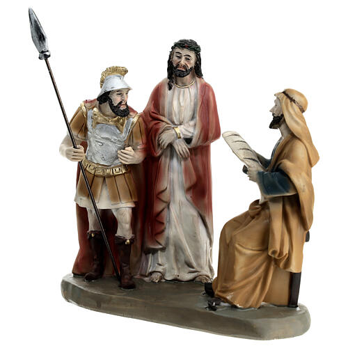 Processo a Gesù presepe pasquale 15 cm resina 15x15x10 3