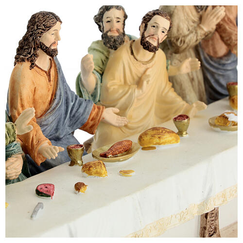 Cène crèche de Pâques résine peinte 20x40x15 cm 10