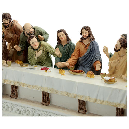 Last Supper Easter nativity in colored resin 20x40x15 cm 4