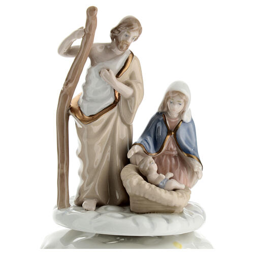 Music box with Nativity Scene, porcelain, 12 cm 3