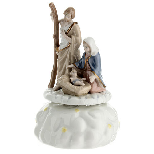 Porcelain Nativity Holy Family music box 12 cm 3