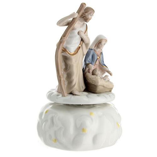 Porcelain Nativity Holy Family music box 12 cm 4