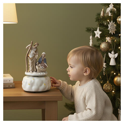 Porcelain Nativity Holy Family music box 12 cm 2