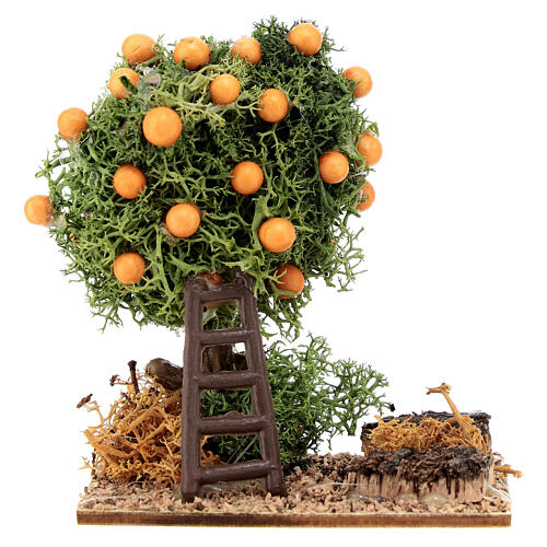 Árbol de naranjas decoración resina coloreada belén h 10 cm 1