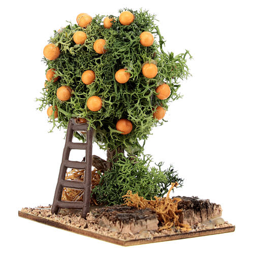 Drzewo pomarańczowe dekoracja z żywicy malowanej, szopka 10 cm 2