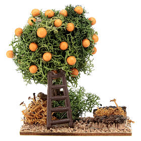 Miniature orange tree in colored resin for nativity scene h 10 cm