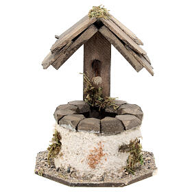 Wooden well 10x5x5 cm, nativity scene h 10 cm