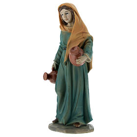 Shepherdess with jars, coloured resin, for 12 cm Nativity Scene