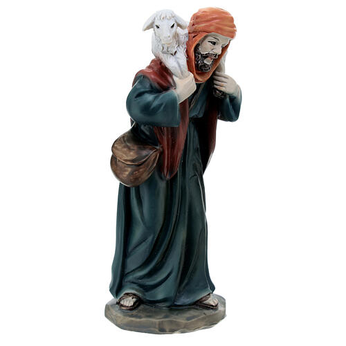 Shepherd with lamb on his shoulders, coloured resin, for 12 cm Nativity Scene 3