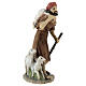Pastore con pecore e bastone resina colorata presepe h 12 cm s3