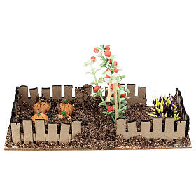 Vegetable garden with tomatoes and pumpkins 10x20x10 cm for Nativity Scene with 10 cm characters