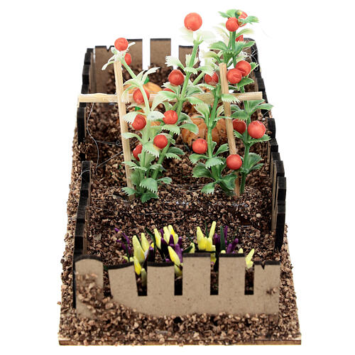 Horta com legumes 10x20x10 cm para presépio de 12 cm resina colorida 3
