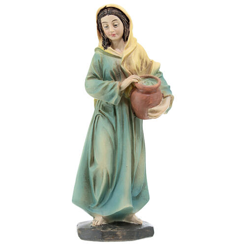 Nativity scene woman with vase in colored resin h 15 cm 1