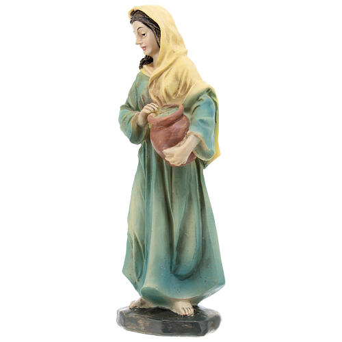 Nativity scene woman with vase in colored resin h 15 cm 2