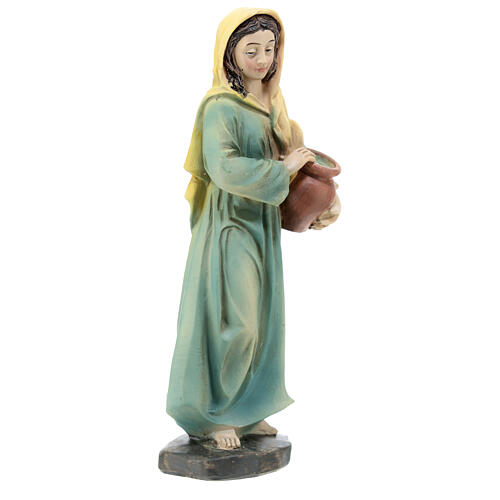 Nativity scene woman with vase in colored resin h 15 cm 3