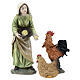 Peasent woman with hen and rooster for Nativity Scene with 12 cm resin figurines s1
