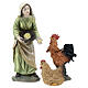 Contadina con galline resina colorata presepe h 12 cm s1