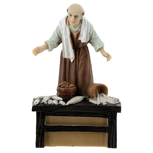 Pescatore resina colorata presepe h 12 cm 1