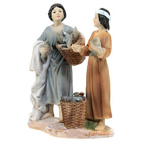 Pescatori resina colorata presepe h 12 cm