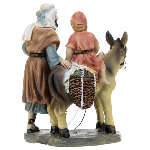 Shepherd with child on donkey in colored resin, nativity scene h 12 cm 4