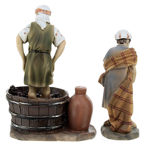 Colored resin grape harvesters nativity scene h 10 cm 5