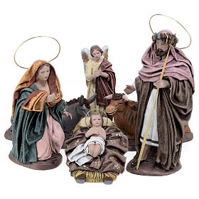 Holy Family nativity set in colored resin 6 pcs 18 cm