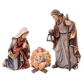 Sainte Famille bois peint pour crèche Mahlknecht de 9,5 cm Val Gardena
