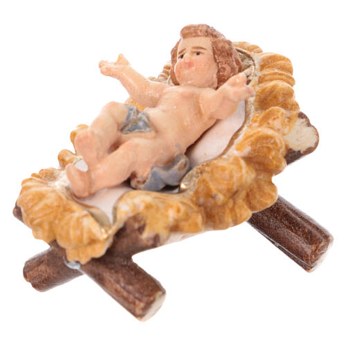 Święta Rodzina z Dzieciątkiem Jezus, drewno malowane, 9,5 cm, szopka Mahlknecht Val Gardena 2