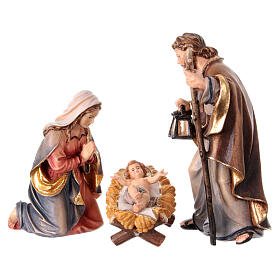 Holy Family of Val Gardena painted wood for 12 cm Mahlknecht Nativity Scene