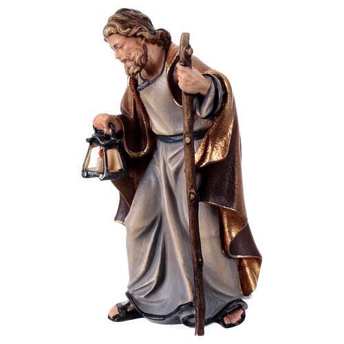 Sacra Famiglia Gesù Bambino culla legno dipinto presepe 12 cm Mahlknecht Val Gardena 7