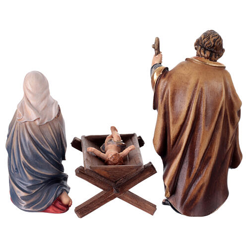 Sacra Famiglia Gesù Bambino culla legno dipinto presepe 12 cm Mahlknecht Val Gardena 9