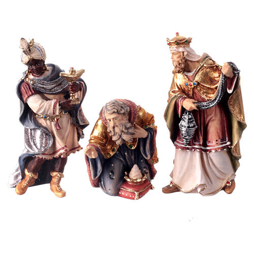 Heilige Drei Könige, Set 3-teilig, "Mahlknecht Krippe", Holz, Grödnertal, für 9,5 cm Krippe 1