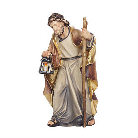 São José com lanterna madeira pintada para presépio Mahlknecht Val Gardena de 9,5 cm